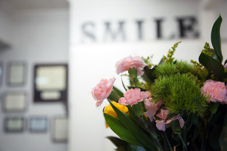 Lovely bouquet of flowers decorating dental office