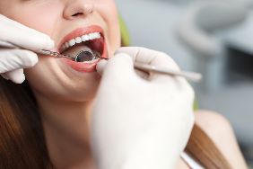 Woman having a dental exam