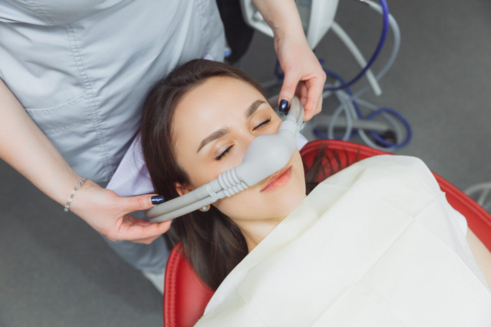 woman receiving nitrous oxide for dentistry 